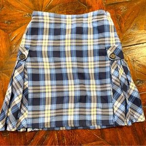Lands’ End School Uniform Skort, Clear Blue Plaid